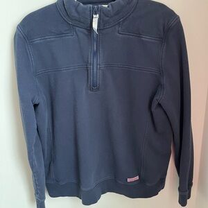 Vineyard Vines Womens XL Blue Whale Long Sleeve 1/4 Zip Pullover Sweatshirt